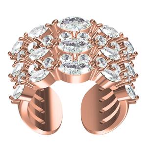 Antique Round and Marquise Diamond Wide Band