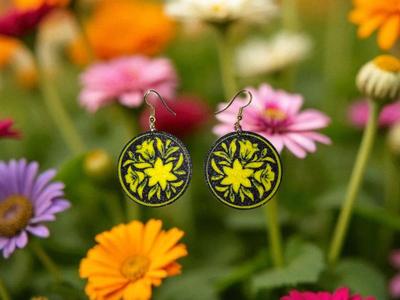 Circle flowers earrings