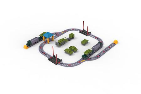 train, tank transport, humvee vehicle set