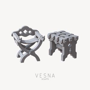 MEDIEVAL FURNITURE (CHAIR & TABLE)