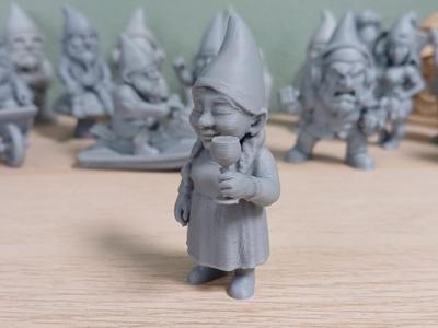 Gnomette drinking wine