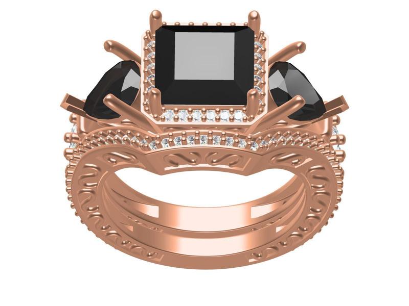 Princess Cut Black Diamond Engagement Ring
