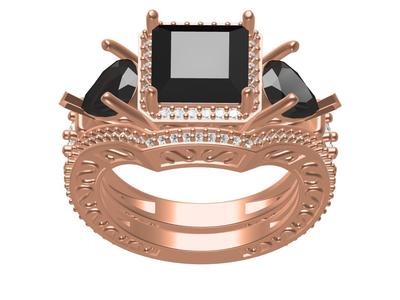 Princess Cut Black Diamond Engagement Ring