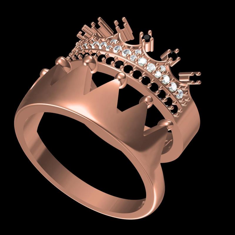 Gorgeous Queen Crown Ring With King Crown Band