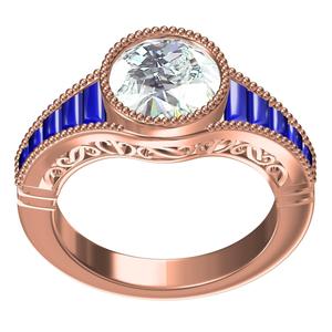 Round Diamond Bazel Set Art Deco Engagement Ring 02