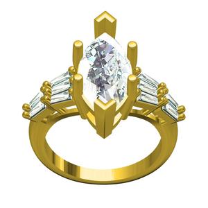 Marquise Solitaire with Baguette Engagement Ring
