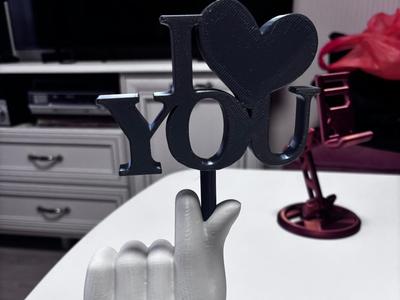 Hand holding a i love you sign valentine day