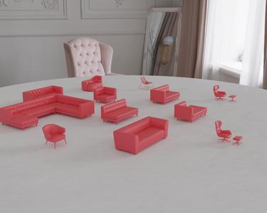 Contemporary Sofa & Seating Miniatures STL MegaPack 2 – Bernhardt & BoConcept
