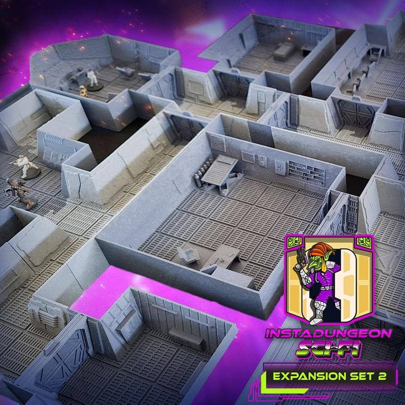 INSTADUNGEON™ Sci Fi Expansion Set 2: sci fi interior tiles compatible with D&D SPELLJAMMER, WH40K, ALIEN RPG, and more