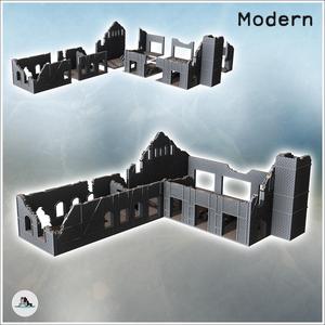 Ruined industrial brick building with large chimney and multiple access doors (25) - Modern WW2 WW1 World War Diaroma Wargaming RPG Mini Hobby