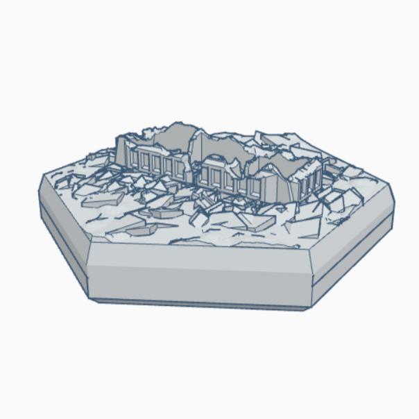 Sci-Fi Destroyed Building 7 Hex Map Scale HMSSFD007