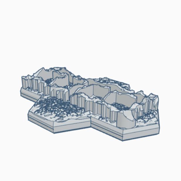 Sci-Fi Destroyed Building 2 with Hex Base SFDHB002