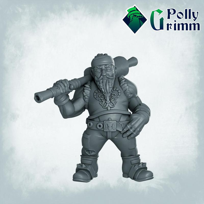 Sci-fi tabletop miniature. Galaxy Dwarves set. Gang member