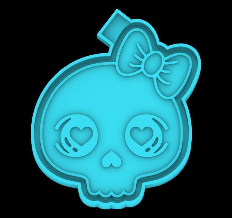 Skull Girl in Love - freshie mold - STL for silicone mold