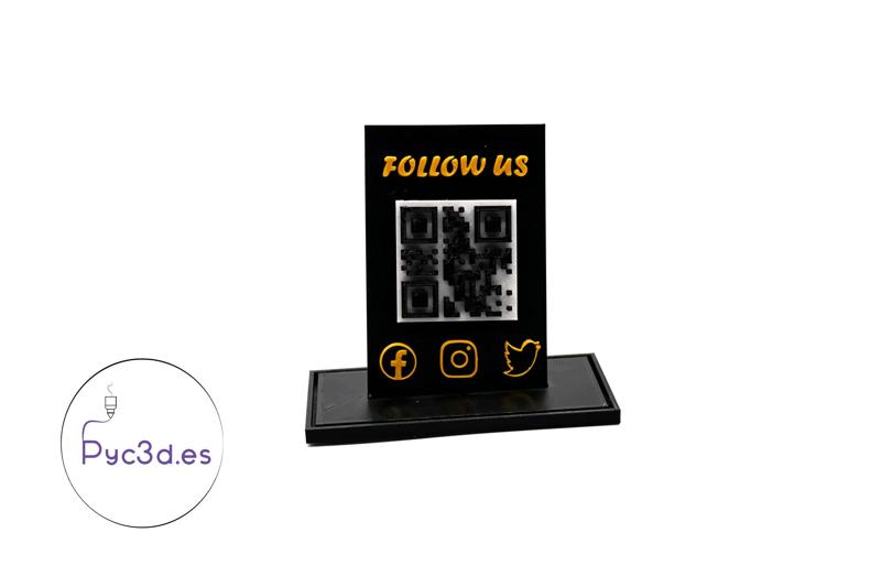 STAND 100% CUSTOMIZABLE WITH QR TEXT SOCIAL MEDIA AND ICONS