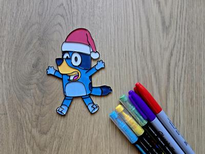 Bluey Santa Hat Christmas DIY Coloring Craft