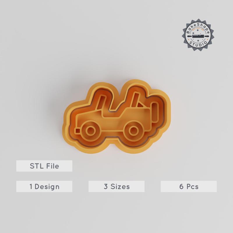 Army Jeep Cookie Cutter & Stamp Set, Military Vehicle, Combat Troop Carrier, Tactical War Design, 3 Sizes (S/M/L)