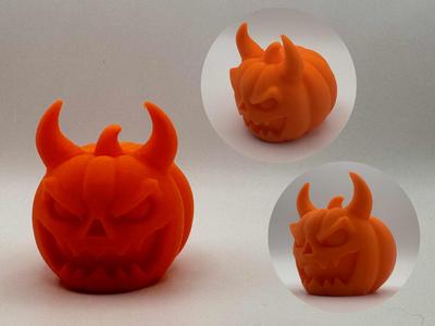 Demonic Pumpkin – Horned Halloween Figurine