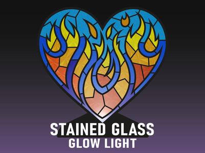 Fiery Heart Stained Glass Glow Light