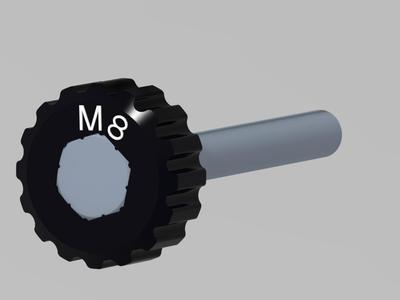 M8 hexagon bolt tight fit knob