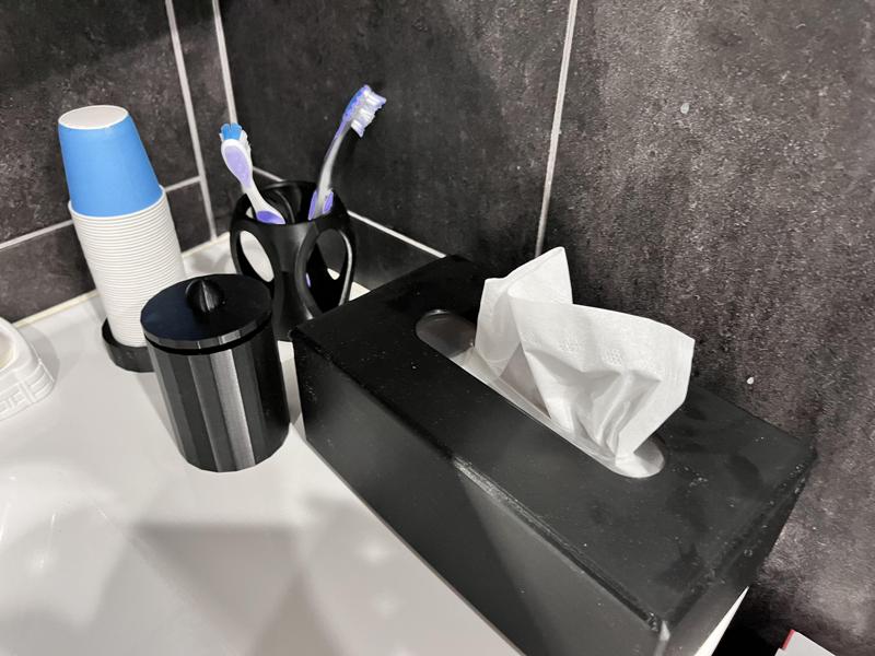 Bathroom Accessories: Tissue Box Cover & Toothbrush Holder