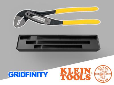 KLEIN water pump plier GRIDFINITY rack (D505-12, D505-10, D505-7) CAD Include
