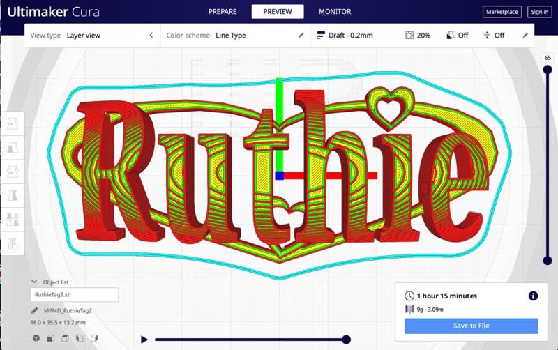 Ruthie keychain tag