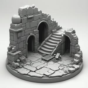 Ruined Stone Gateway 80mm Scenic Base for Wargaming Miniatures