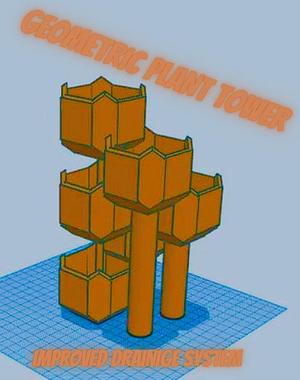Geometric Plant Tower W/ Base and Drainage System