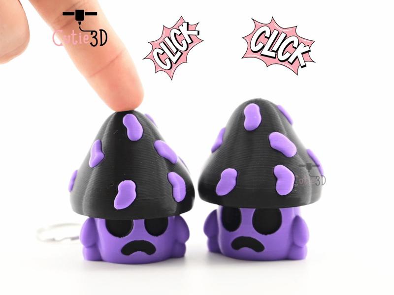 Cutie3D Spooky Halloween Poison Mushroom Keycap Fidget Clicker Keychain - Cute Backpack Keychain