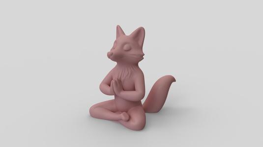 Yoga - Meditating Fox Figurine