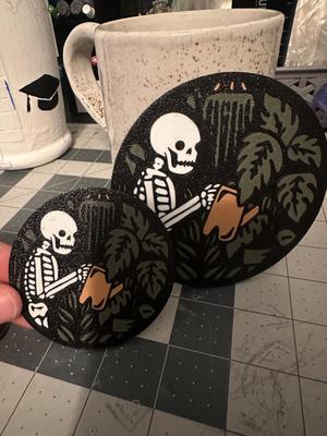Skeleton Watering Plants Coaster & Magnet