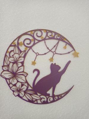 Wall art - cat on flowermoon 2 - colored