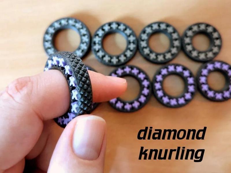 Fidget Gear Ring - Diamond Knurling   