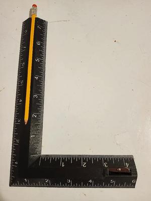Square Ruler - Inches or Metric - Pencil Sharpener and Holder   