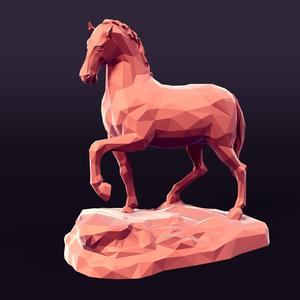 Lowpoly - Polygonal Horse Statue - Figurine