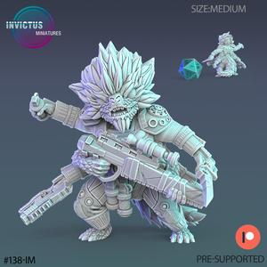 Fluffy Outlaw Stormtrooper ‧ Sci-Fi Miniature ‧ Wargame Miniatures ‧ Tabletop 3D Model ‧ RPG Miniature ‧ Cyberpunk Construct ‧ Steampunk War Machine ‧ STL FILE