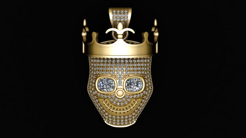 Hip Hop Skull Head Crown Sign Pendant 3d printable Model