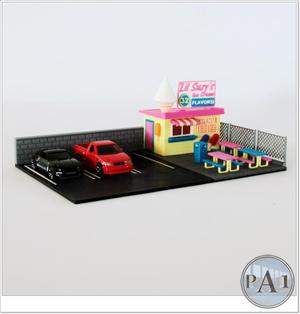 Ice Cream Shop diorama for 1/64 scale diecasts (Hot Wheels, Matchbox, greenlight)