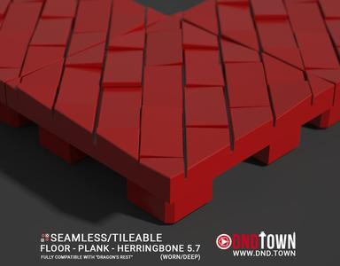 3D Modular Dungeon Tile: Floor - Plank - Herringbone 5.7 (WORN/DEEP) - DnD Town Minis (www.dnd.town)