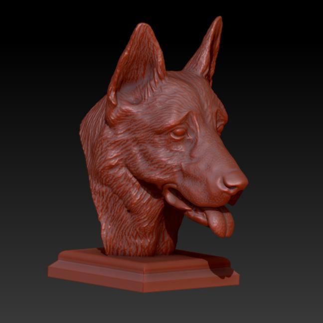 German Shepherd Bust with Base