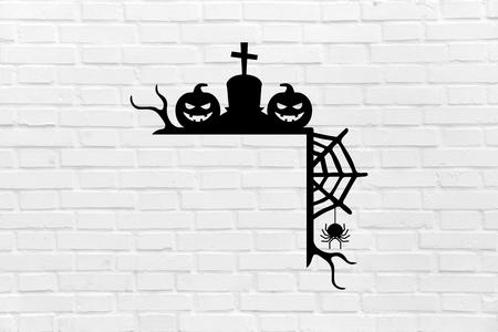 Halloween cemetery pumpkin spider wall decoration