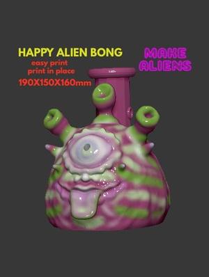 BONG HAPPY ALIEN 190X150X160 MM PRINT-IN-PLACE EASY PRINT... CUTE ALIEN BONG