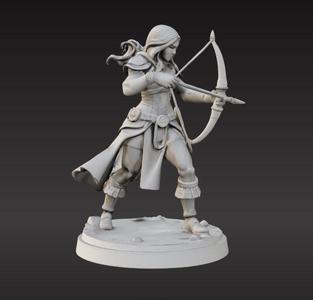 Female Archer with Bow and Arrow – 3D Model for RPGs & Wargames