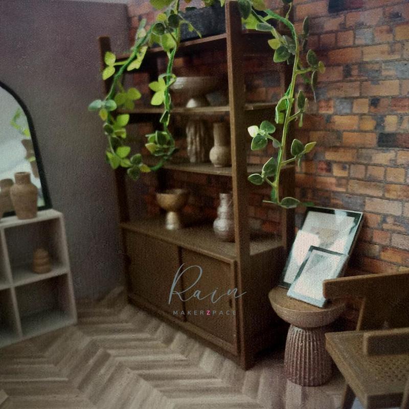 MINIATURE FURNITURE | Alonzo Storage Hutch, URBAN OUTFITTERS - INSPIRED 3D MODEL FOR 1:12 DOLLHOUSE