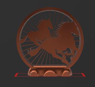 Double Horse - Suspended - 2D- Thread Art STL