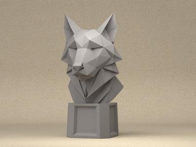 Origami Wolf Bust