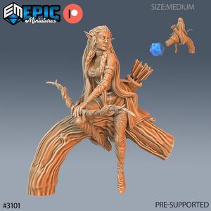 Elf Ranger Female Player Character Sitting ‧ DnD Miniature ‧ Tabletop Miniatures ‧ Gaming Monster ‧ 3D Model ‧ RPG ‧ DnDminis ‧ STL FILE