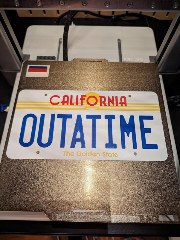 OUTATIME Back to the Future License Plate Remix for Multicolor Printing