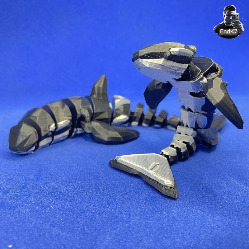 Flexi Orca Whale - Low Poly - Articulated - Print in Place - No Supports